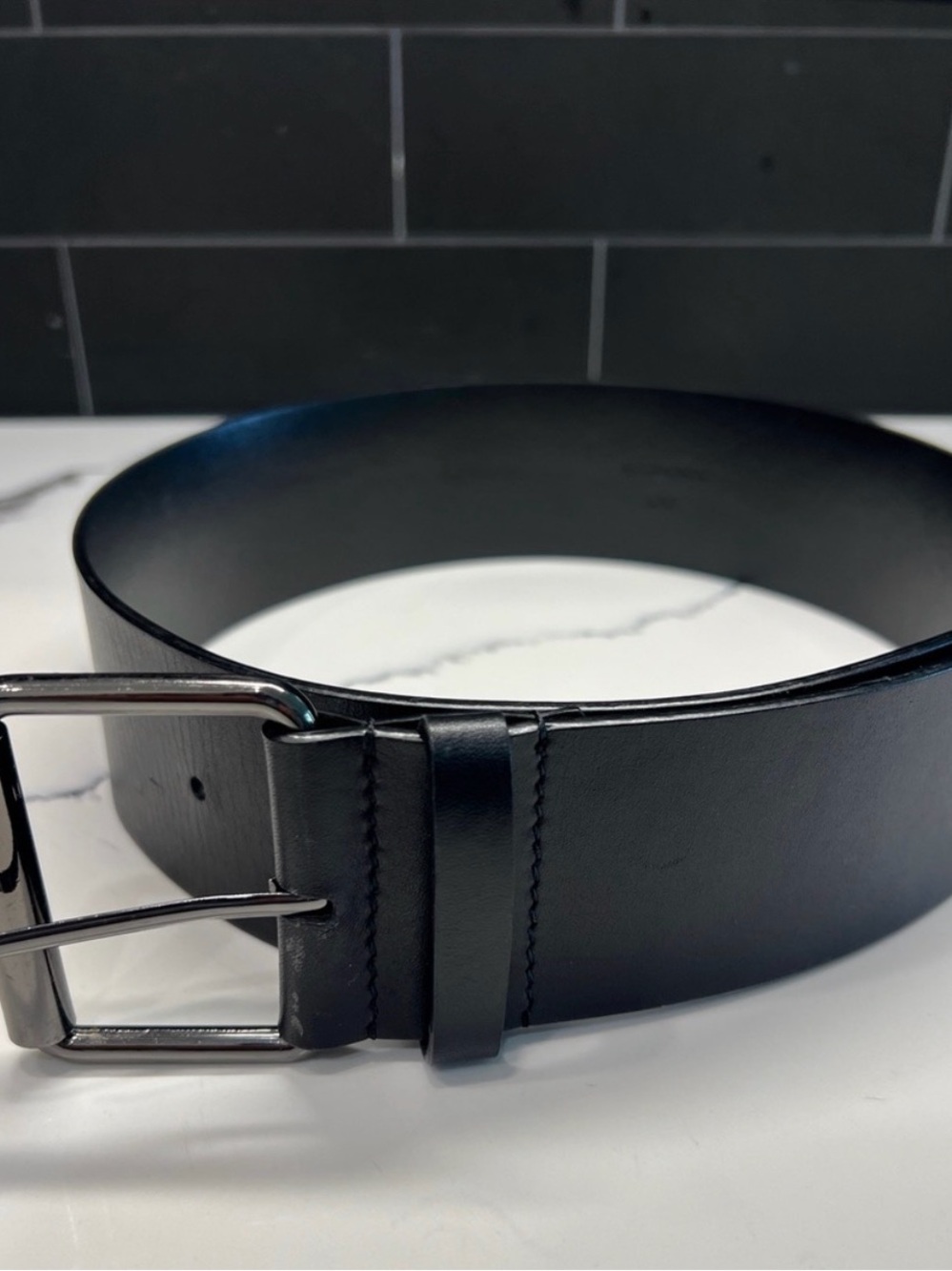 Men's Black Leather Belt - Classic Everyday Style